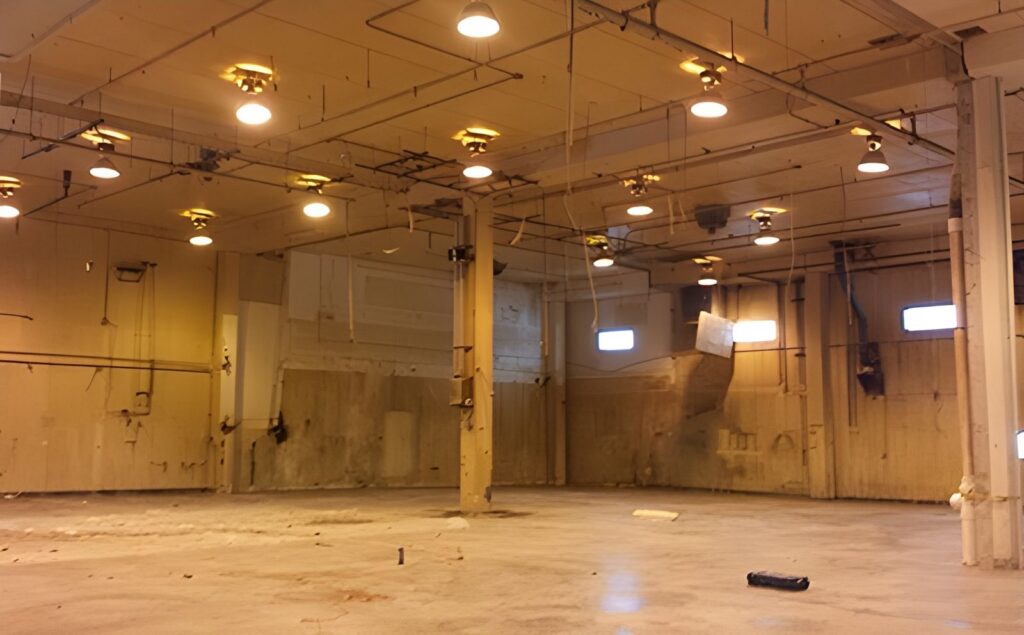 After LED conversion at an indoor facility with evenly lit high-bay fixtures