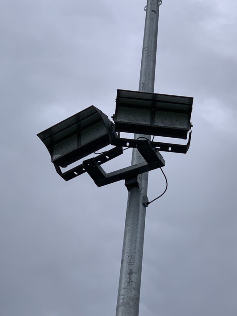 directional LED Sports Lights installed for High School practice field