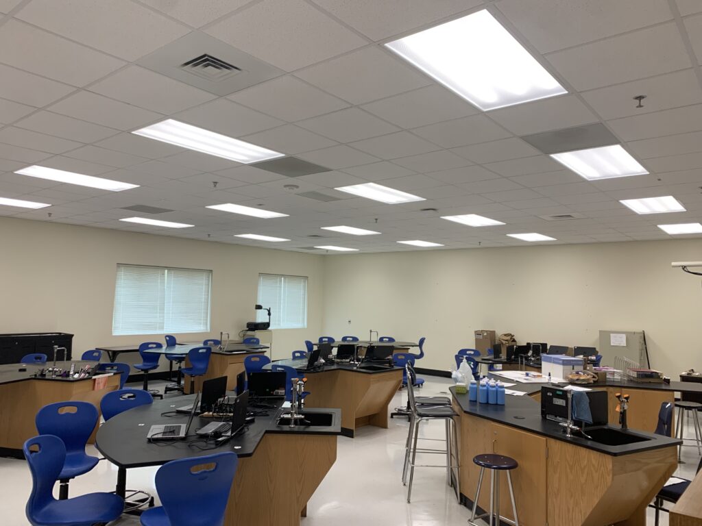 Better LED lighting within a school science classroom