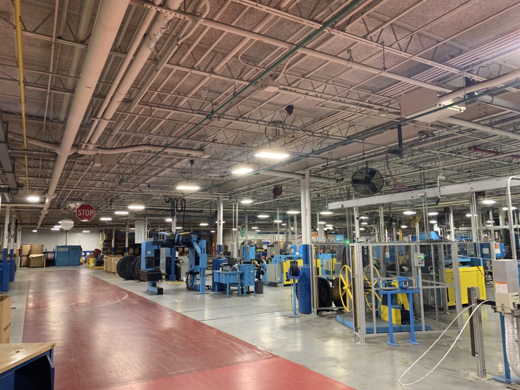 Manufacturing plant converted to energy efficient LED lighting