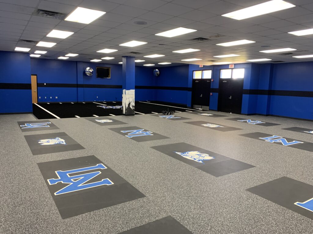 Renovated High School Weight Room with LED Lighting