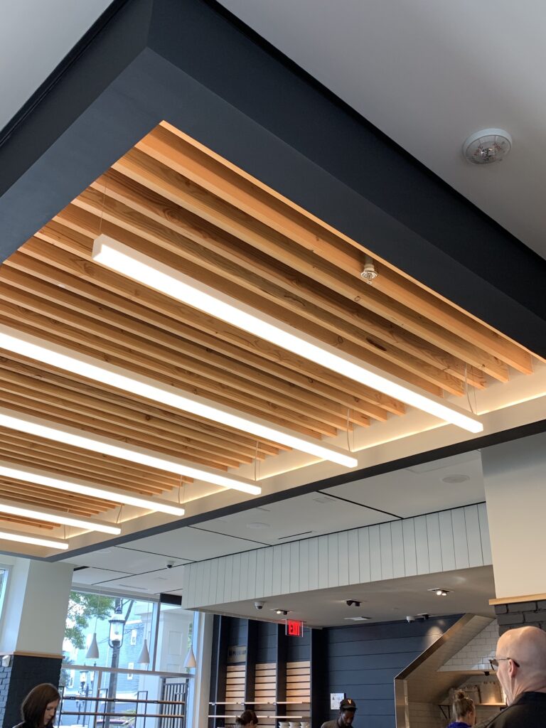 LED Linear Strip lights installed in an open office area