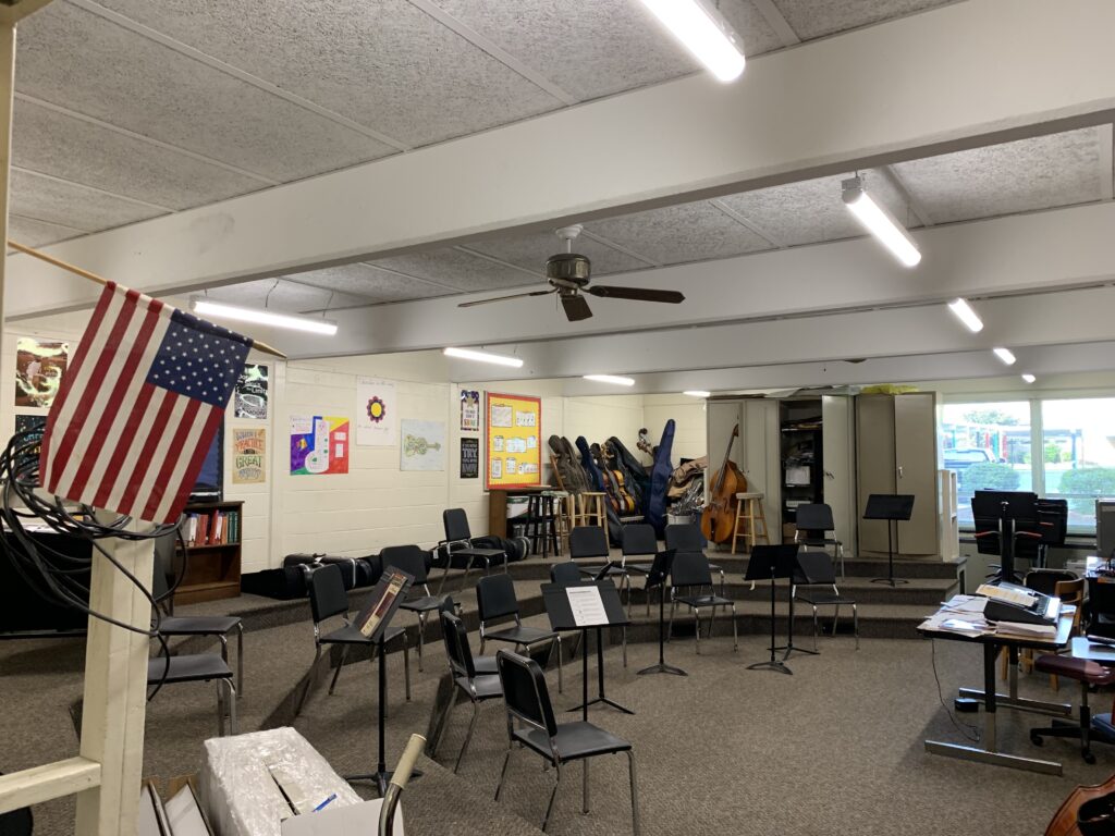 LED Lighting installed in a music classroom