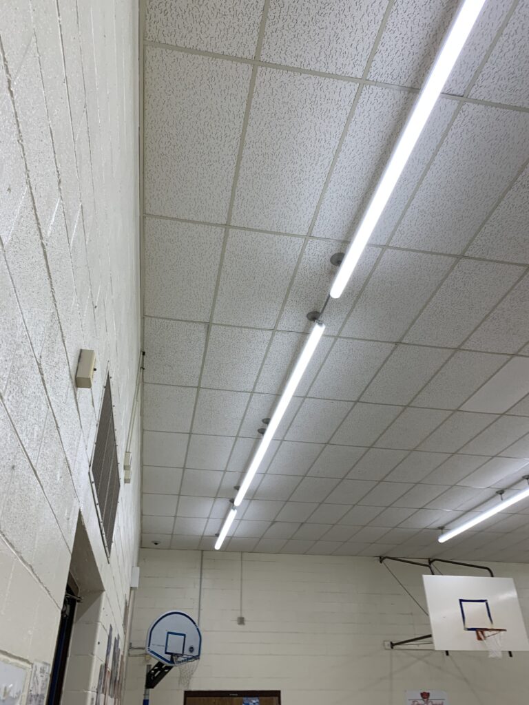LED Lighting brightens a school multipurpose room