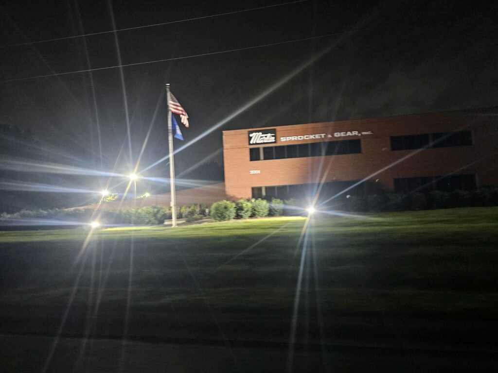 Outdoor LED lighting makes a manufacturing plant safer at night
