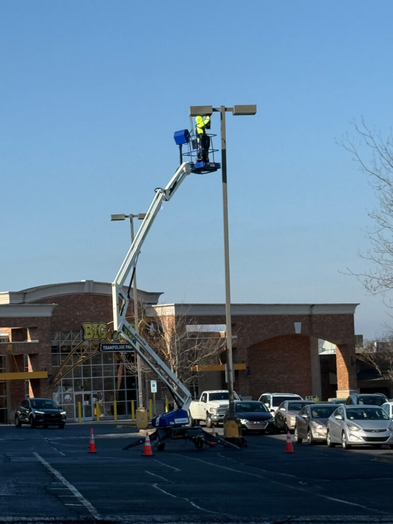 installation of an LED Parking Lot Light at a Commercial Building