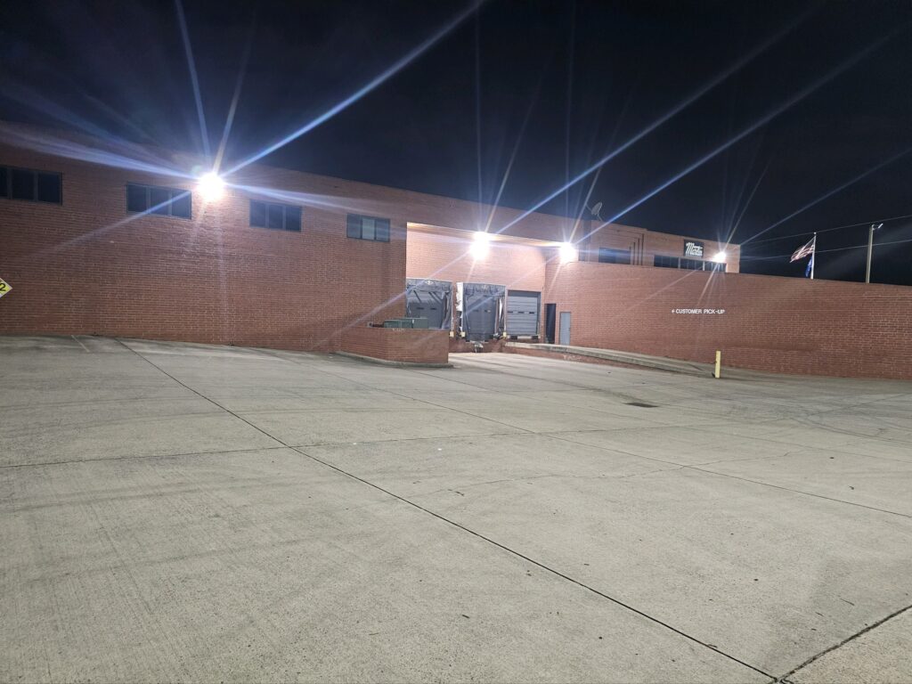 Outdoor LED lighting makes a manufacturing plant safer at night